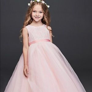 Ball gown flower girl dress with heart cutout